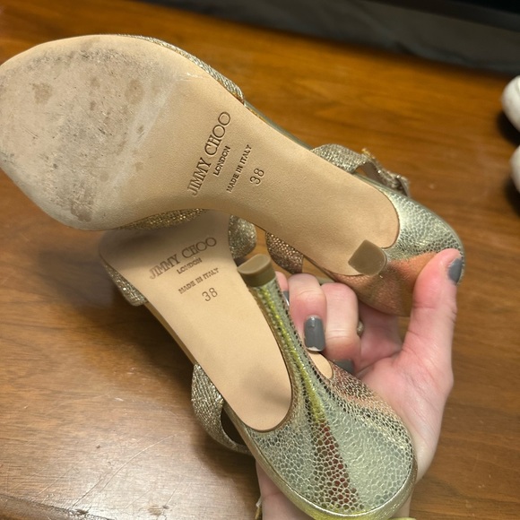 Jimmy Choo Glitter Gold Heels - Picture 4 of 4